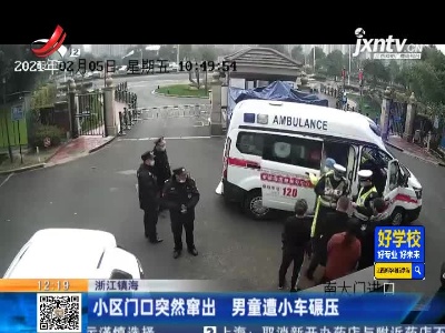 浙江镇海：小区门口突然窜出 男童遭小车碾压