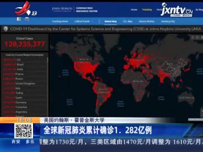 美国约翰斯·霍普金斯大学：全球新冠肺炎累计确诊1.282亿例