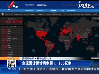 美国约翰斯·霍普金斯大学：全球累计确诊病例超1.165亿例