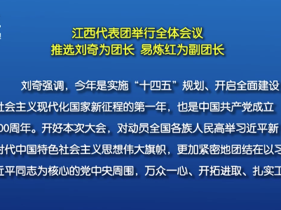 【犇向新征程】两会头条号——江西代表团举行全体会议 推选刘奇为团长 易炼红为副团长