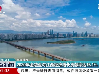 2020年金融业对江西经济增长贡献率达15.1%