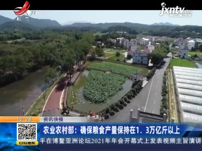 农业农村部：确保粮食产量保持在1. 3万亿斤以上