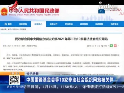 中国雷锋基金会等10家非法社会组织网站被关停