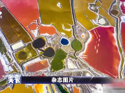 山西运城七彩盐湖 出现色彩斑斓的景象