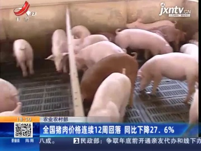 农业农村部：全国猪肉价格连续12周回落 同比下降27.6%