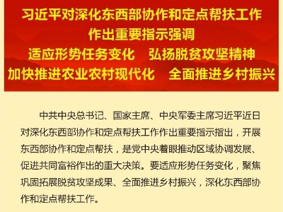 习近平对深化东西部协作和定点帮扶工作作出重要指示强调 适应形势任务变化 弘扬脱贫攻坚精神 加快推进农业农村现代化 全面推进乡村振兴