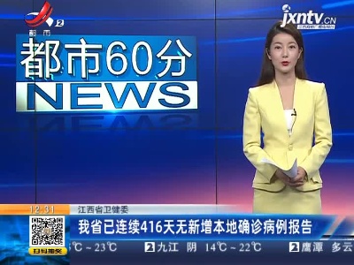 江西省卫健委：我省已连续416天无新增本地确诊病例报告