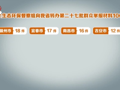 【中央生态环保督察在江西】中央生态环保督察组向江西转办第二十七批群众举报材料100件 省协调联络组向中央督察组反馈第十八批133件群众举报事项办理情况