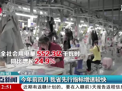 2021年前四月 江西省先行指标增速较快