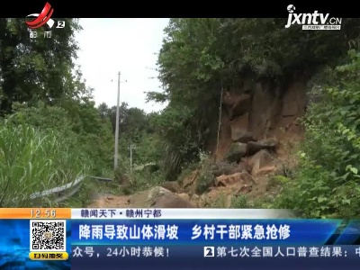【赣闻天下】赣州宁都：降雨导致山体滑坡 乡村干部紧急抢修