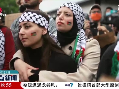 波兰民众举行集会声援巴勒斯坦