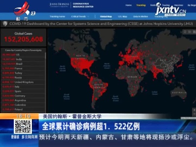 美国约翰斯·霍普金斯大学：全球累计确诊病例超1.522亿例