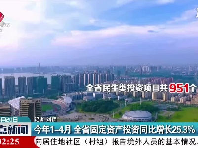 2021年1-4月 江西省固定资产投资同比增长25.3%