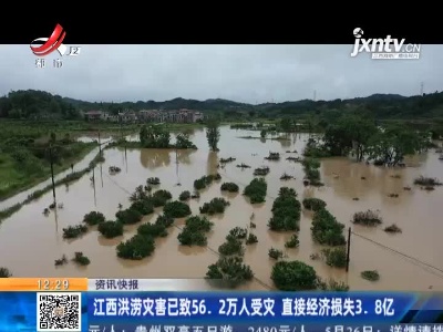 江西洪涝灾害已致56. 2万人受灾 直接经济损失3.8亿