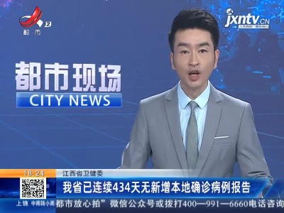 江西省卫健委：我省已连续434天无新增本地确诊病例报告