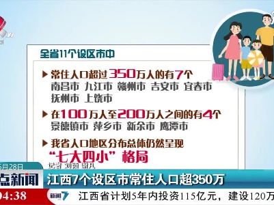 江西7个设区市常住人口超350万