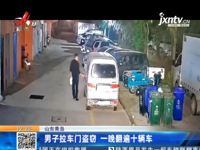 山东青岛：男子拉车门盗窃 一晚翻遍十辆车