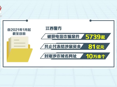 江西破获电信诈骗案件5739起  止付冻结涉案资金81亿元