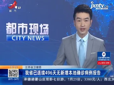 江西省卫健委：我省已连续496天无新增本地确诊病例报告
