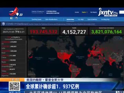 美国约翰斯·霍普金斯大学：全球累计确诊超1.937亿例
