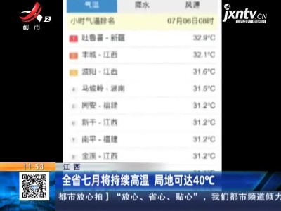 江西省七月将持续高温局地可达40°℃