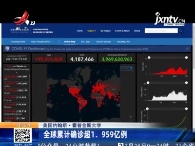 美国约翰斯·霍普金斯大学：全球累计确诊超1.959亿例