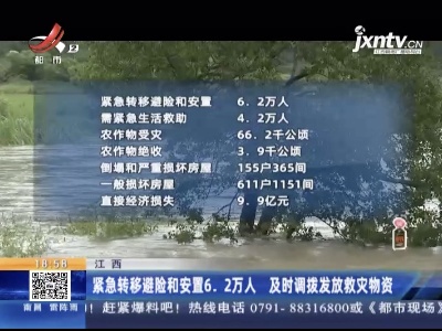 江西：紧急转移避险和安置6.2万人 及时调拨发放救灾物资