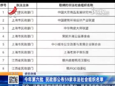 2021年第六批 民政部公布59家非法社会组织名单