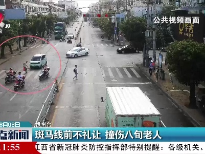 赣州：斑马线前不礼让 撞伤八旬老人