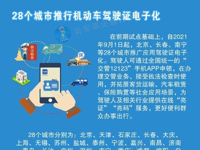 9月1日起 南昌等28个城市推行电子驾照