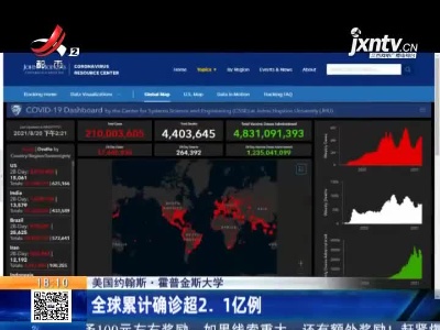美国约翰斯·霍普金斯大学：全球累计确诊超2.1亿例