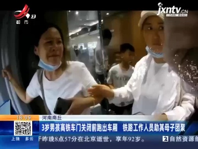河南商丘：3岁男孩高铁车门关闭前跑出车厢 铁路工作人员助其母子团聚