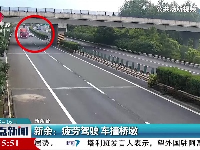 新余：疲劳驾驶 车撞桥墩