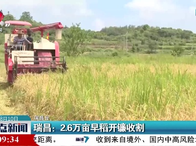 瑞昌：2.6万亩早稻开镰收割