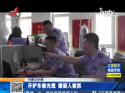 内蒙古赤峰：开铲车偷光缆 嫌疑人被抓