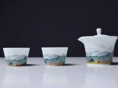 陶瓷旅行茶具套组《游武功山》