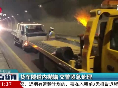 货车隧道内抛锚 交警紧急处理