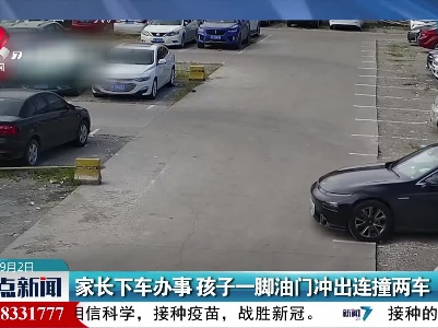 家长下车办事 孩子一脚油门冲出连撞两车