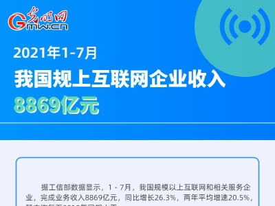 数据图解丨1-7月我国规上互联网企业收入8869亿元
