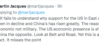 马丁·雅克连发8推：“西方正在打一场败仗”，西方需要与中国架起桥梁，而不是筑起高墙