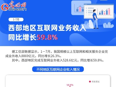 数据图解丨1-7月 西部地区互联网业务收入同比增长59.8%