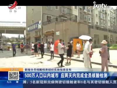 【新版全员核酸检测组织实施指南发布】500万人口以内城市 应两天内完成全员核酸检测