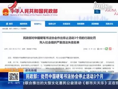 民政部：处罚中国硬笔书法协会停止活动3个月
