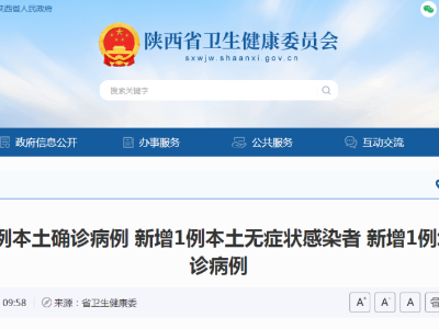 陕西通报：新增本土病例6+1，为离沪旅游夫妇和共同出游人员