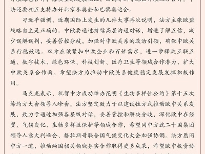 习近平同法国总统马克龙通电话
