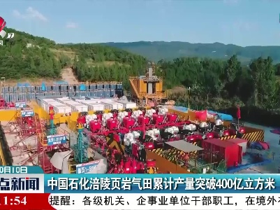 中国石化涪陵页岩气田累计产量突破400亿立方米