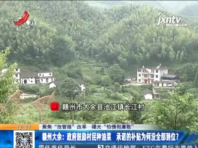 【聚焦“放管服”改革 曝光“怕慢假庸散”】赣州大余：政府鼓励村民种油菜 承诺的补贴为何没全部到位？