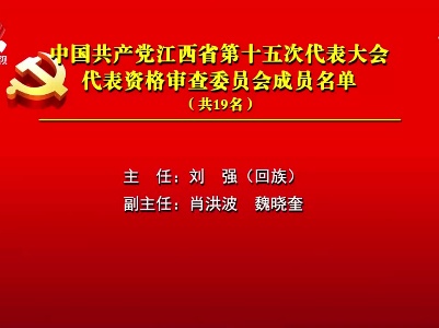 中国共产党江西省第十五次代表大会代表资格审查委员会成员名单