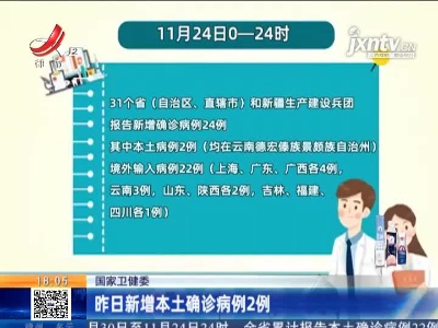 国家卫健委：昨日新增本土确诊病例2例