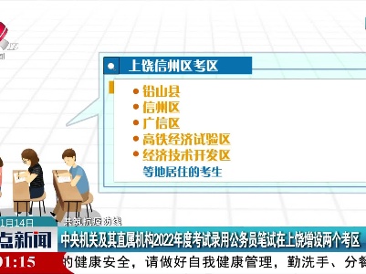 【共筑抗疫防线】中央机关及其直属机构2022年度考试录用公务员笔试在上饶增设两个考区